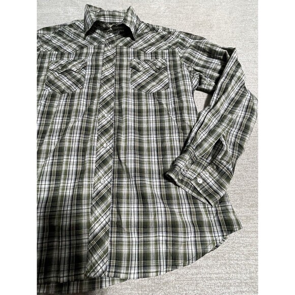 Wrangler Shirt Men’s Large Button Down Plaid Snap Button Long Sleeve Western - Picture 3 of 10